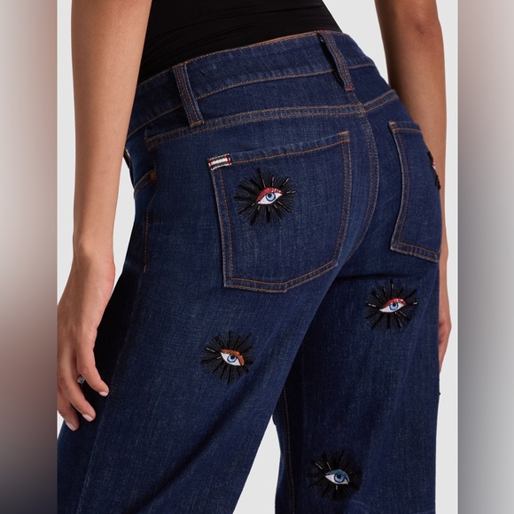 NWOT Alice + Olivia ROXIE EMBELLISHED JEAN - Picture 4 of 12
